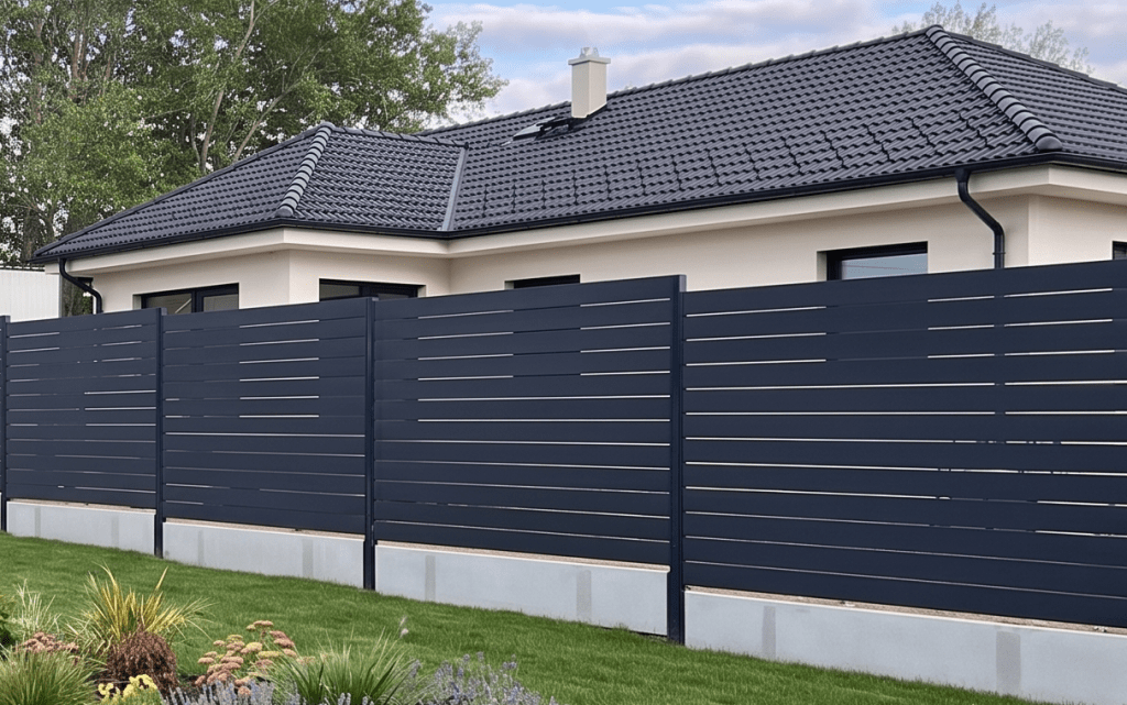 Antracit modern kerítés, ÁszKerítés 1cm hézaggal